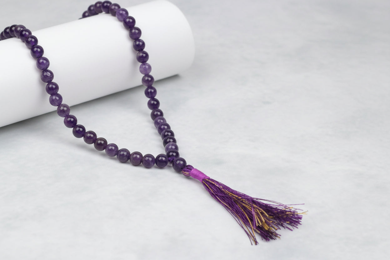 Amethyst Round Beads Mala-6 mm
