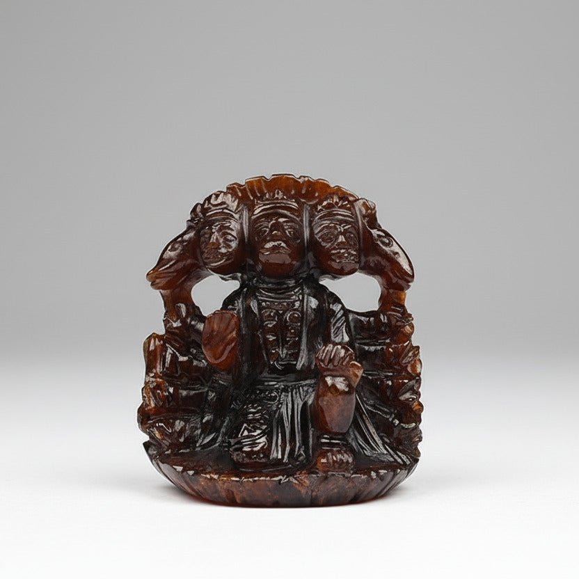Panchmukhi Hanuman Hessonite Gomed Idol - 717.59 carats