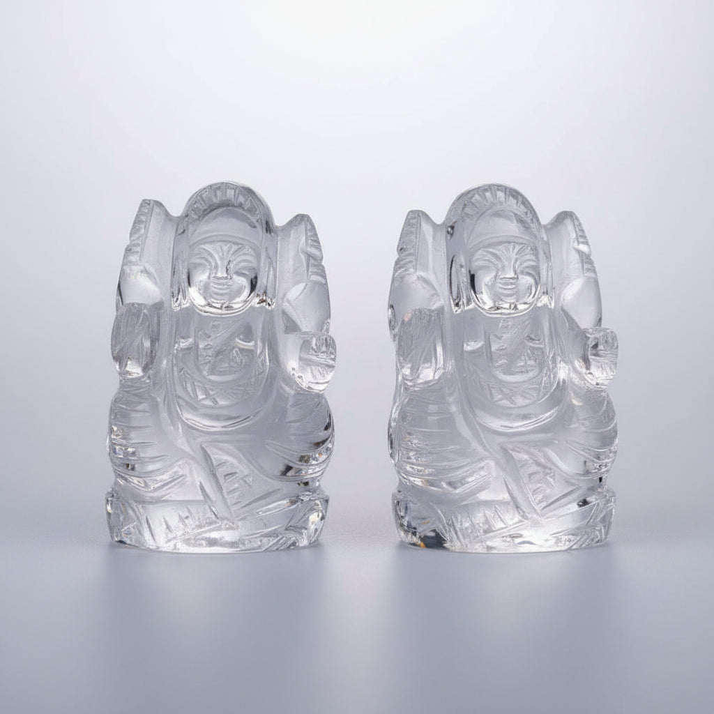 Sphatik Crystal Ganesh Laxmi Idols (For Diwali Gifting)-68 gms