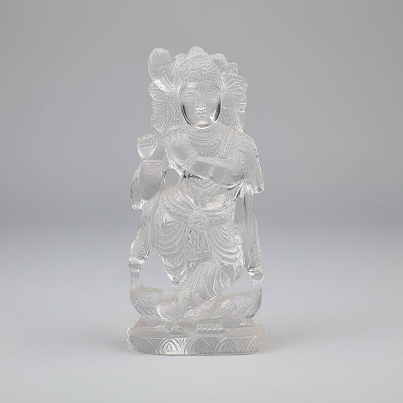 Krishna Sphatik (Clear Crystal Quartz) Idol 301 gms