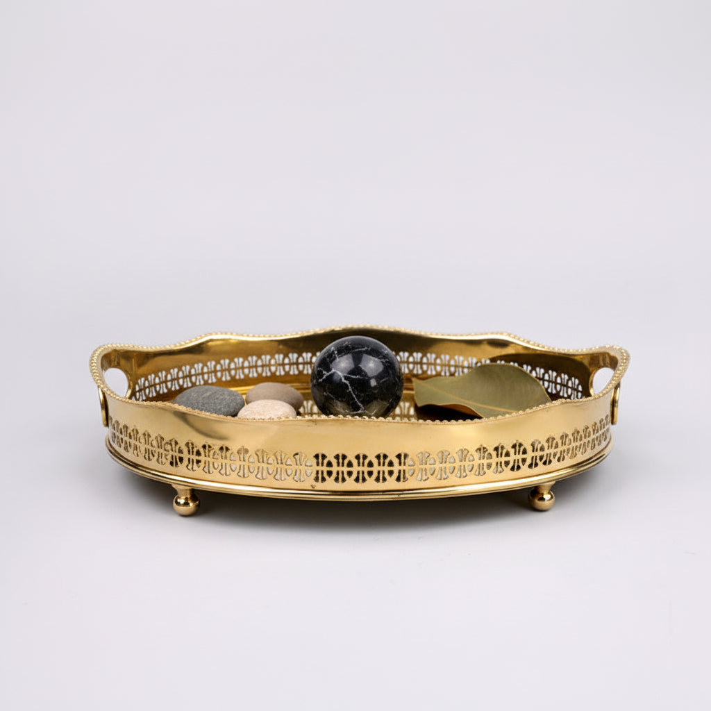 Elegant Brass Puja Basket Tray