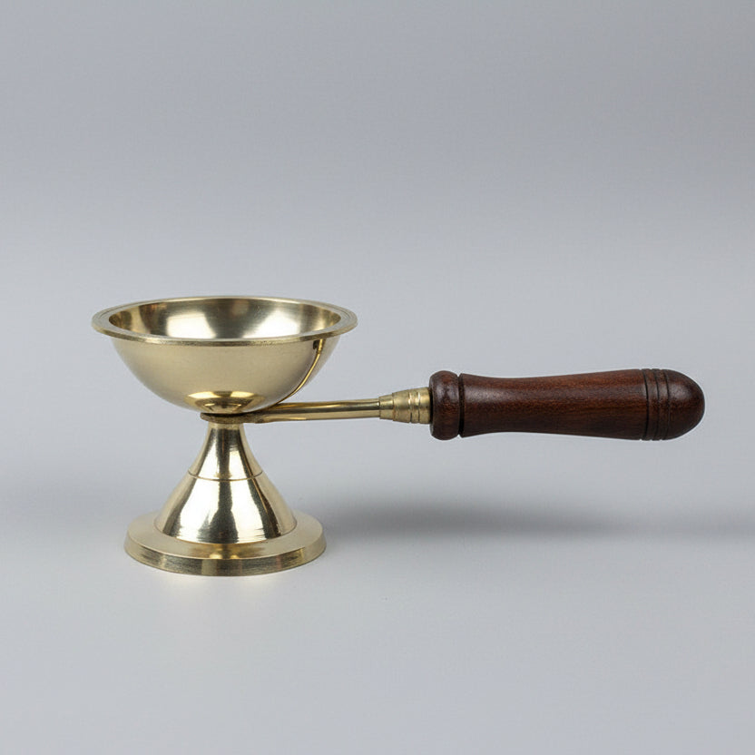 Brass Dhoop Daani with Wooden Handle