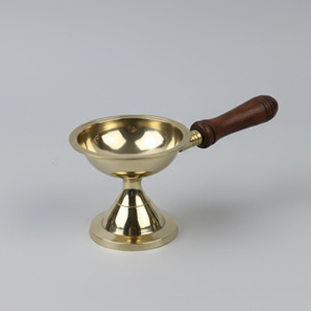 Brass Dhoop Daani with Wooden Handle