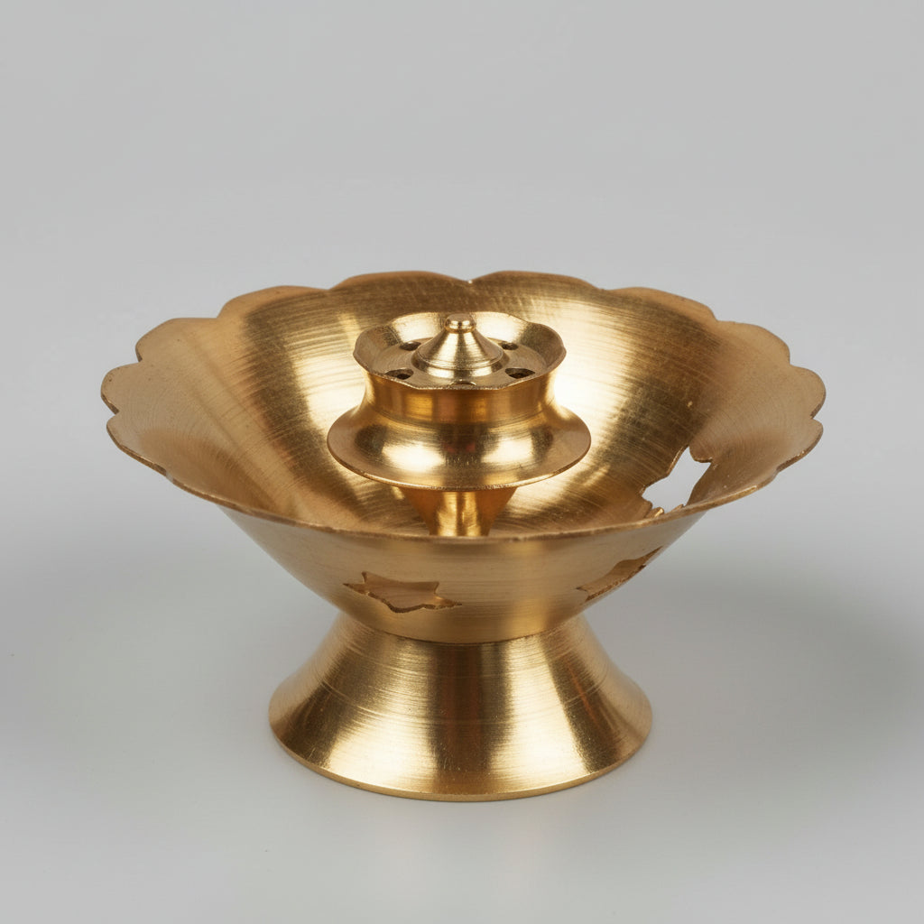Brass Flower Design 5 Agarbatti Incense Stand-Antique Finish