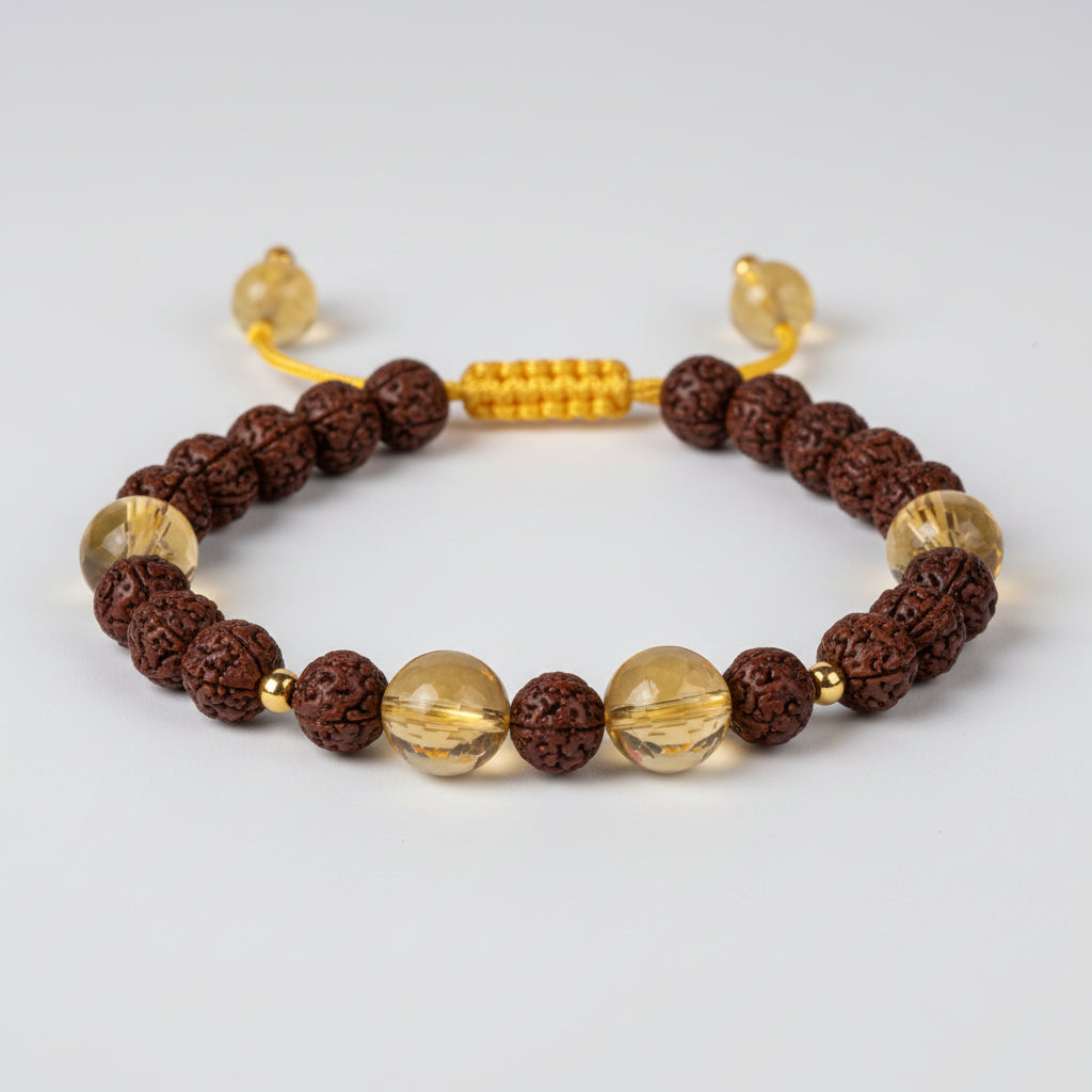 Red Sandalwood and Yellow Citrine Bracelet