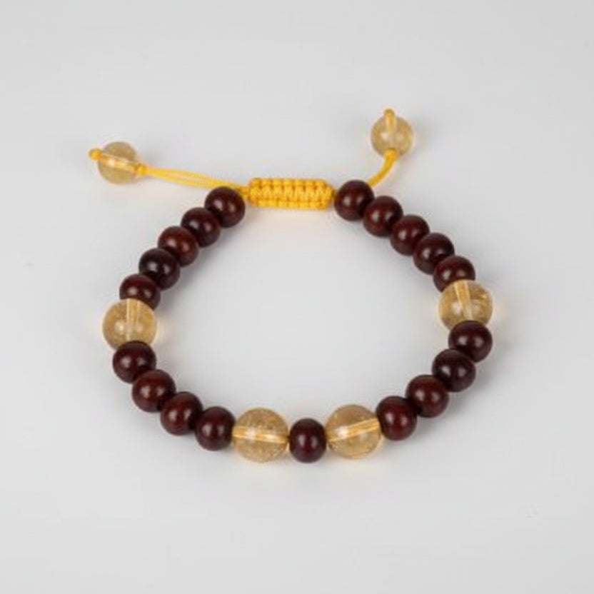 Red Sandalwood and Yellow Citrine Bracelet