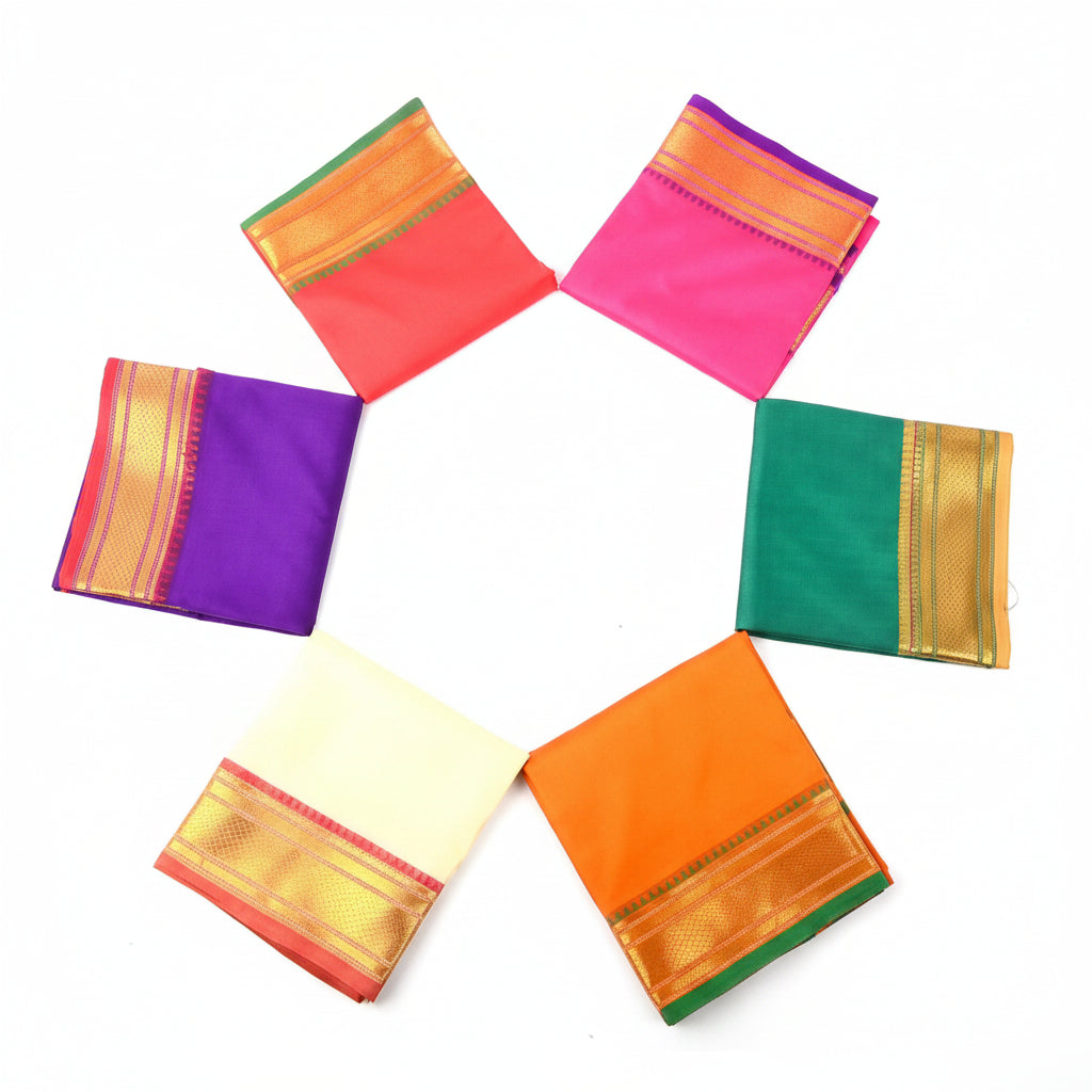 Art silk dhoti with Shawl Design II-Pink