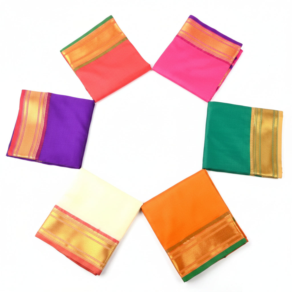 Art silk dhoti with Shawl Design II-Cream