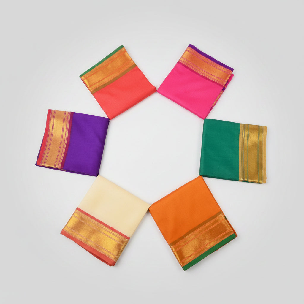 Art silk dhoti with Shawl Design II-Orange