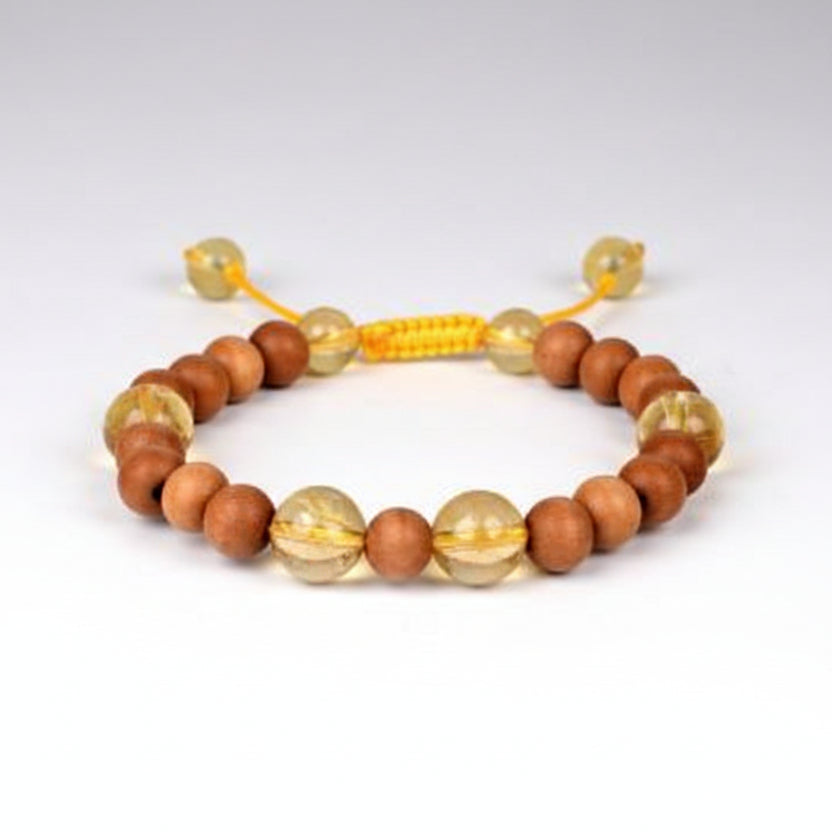 White Sandalwood and Yellow Citrine Bracelet