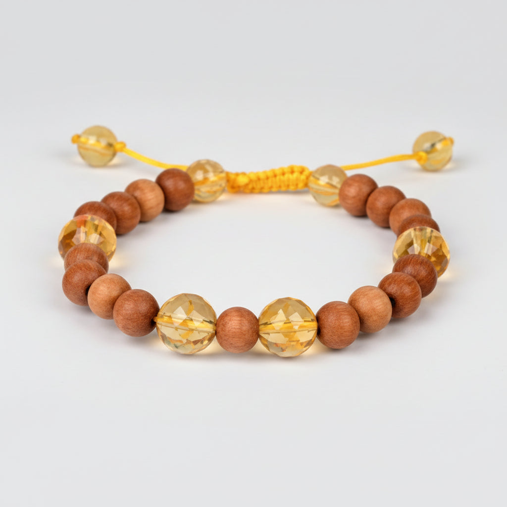 White Sandalwood and Yellow Citrine Bracelet