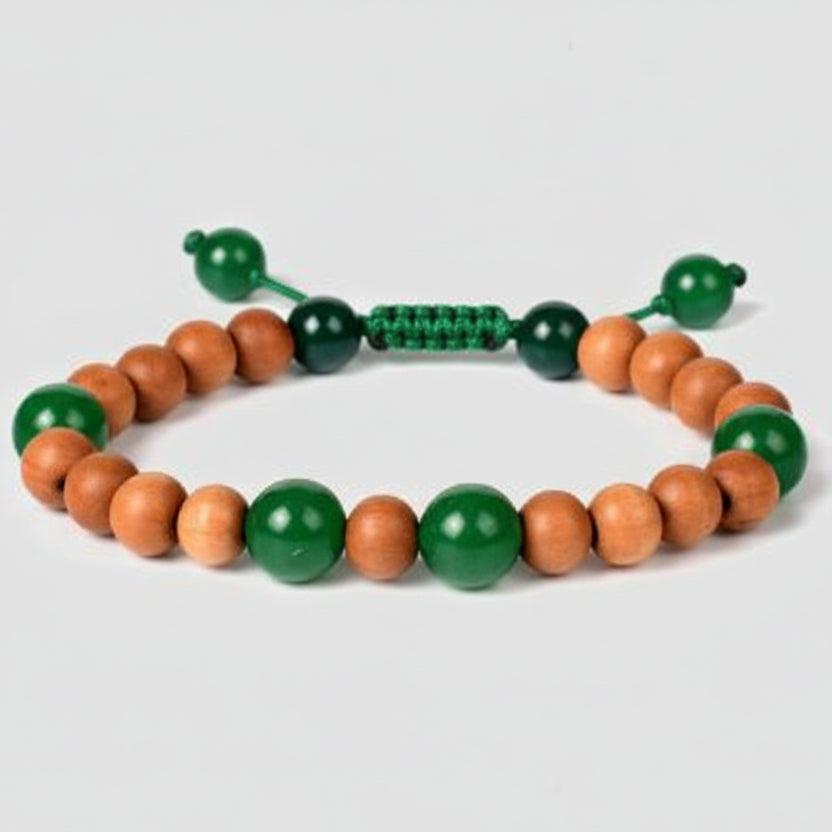 White Sandalwood and Green Onyx Bracelet