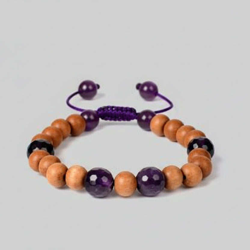 White Sandalwood and Amethyst Bracelet