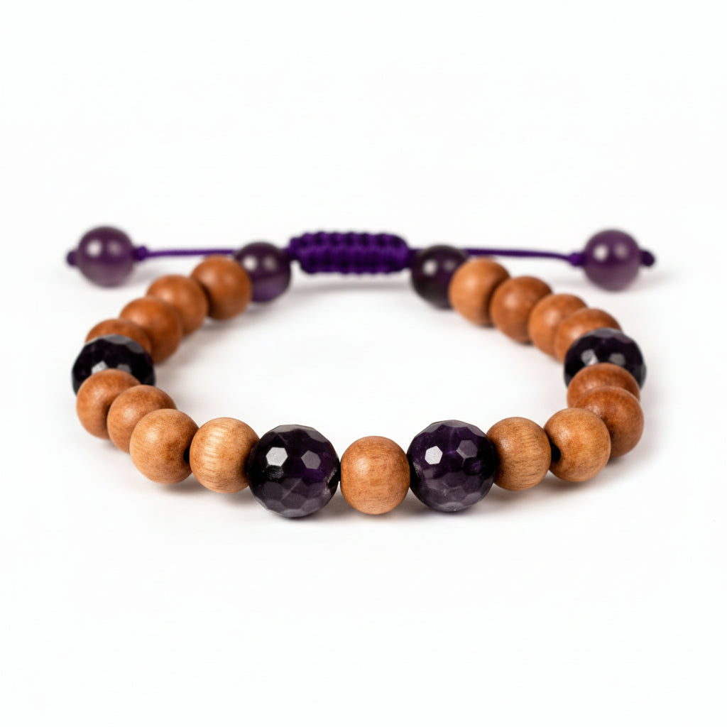 White Sandalwood and Amethyst Bracelet