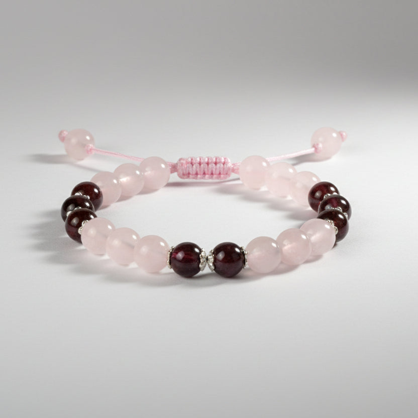 Rose Quartz and Red Sandalwood Bracelet