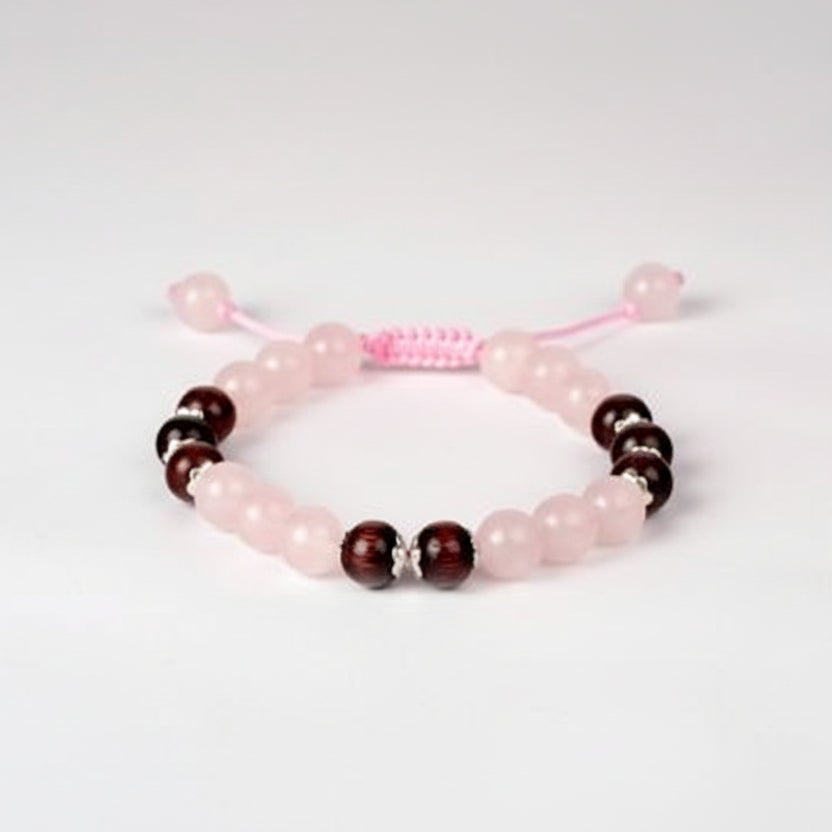 Rose Quartz and Red Sandalwood Bracelet