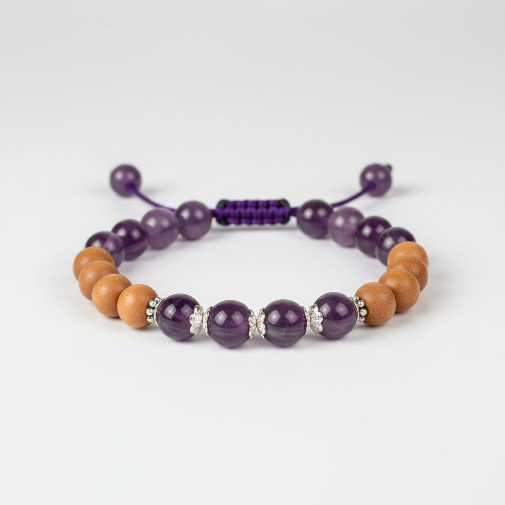 Amethyst and Sandalwood Bracelet