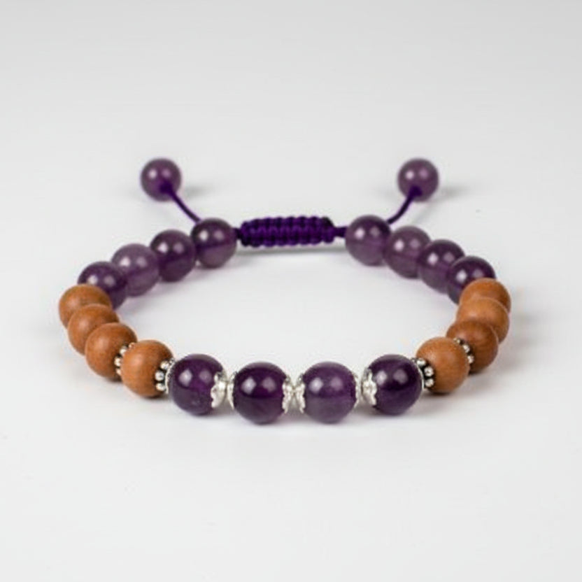 Amethyst and Sandalwood Bracelet
