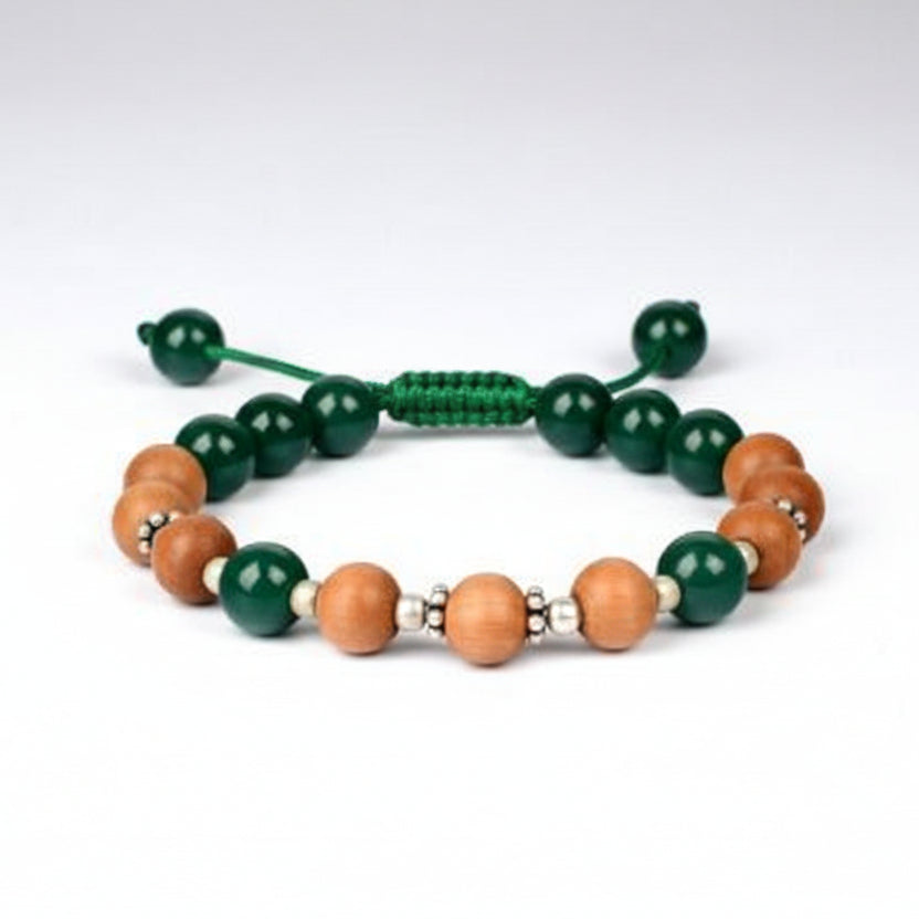 Green Onyx and Sandalwood Bracelet