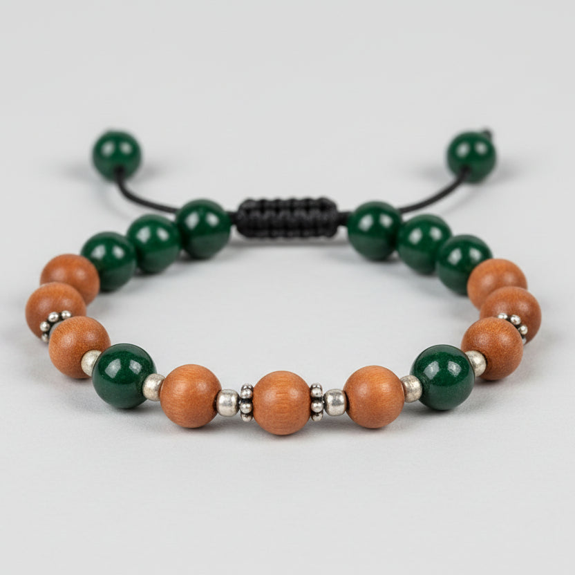 Green Onyx and Sandalwood Bracelet