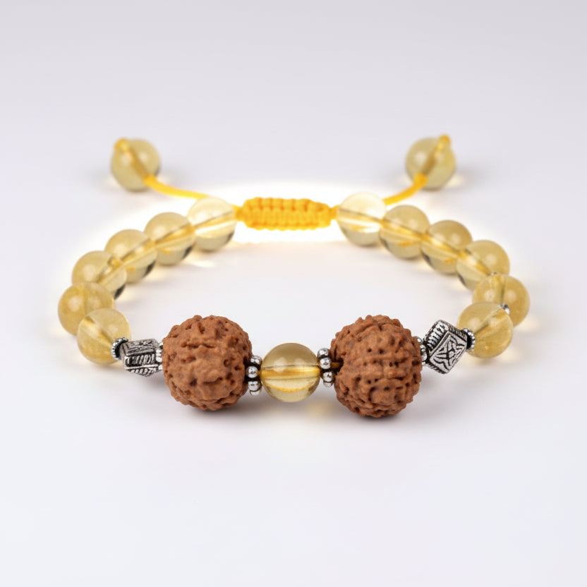 12 Mukhi Rudraksha and Yellow Citrine Bracelet