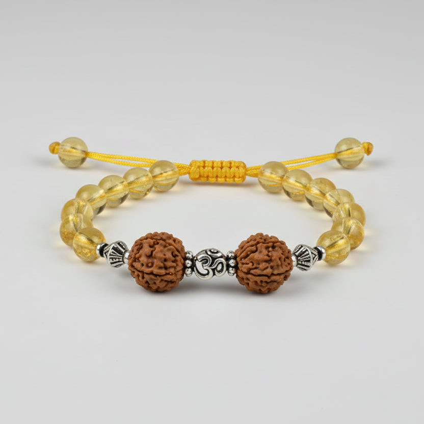 12 Mukhi Rudraksha and Yellow Citrine Bracelet