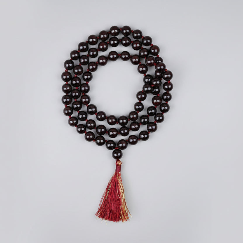 Natural Garnet Knotted Mala-10 mm