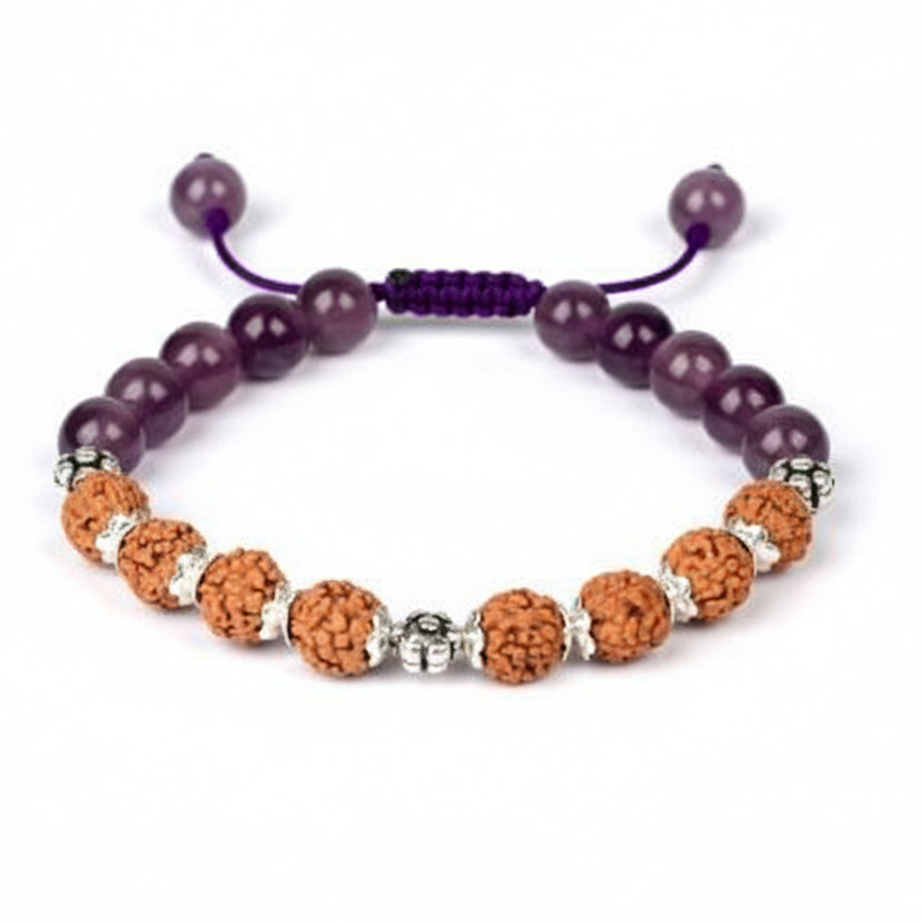 9 Mukhi Rudraksha and Amethyst Bracelet - III