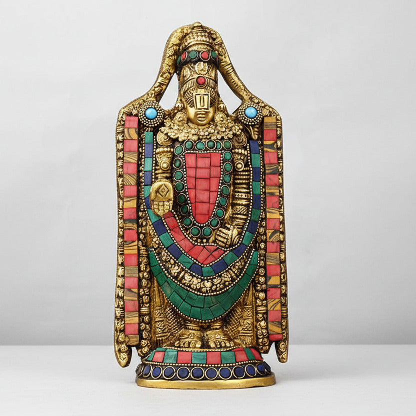 Balaji Brass Idol with Stonework