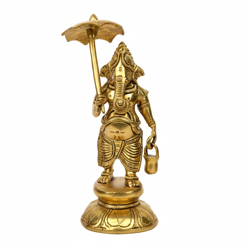 Vaman Avtar Ganesh with Umbrella and Kamandalu Brass Murti