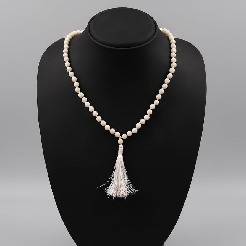 White Coral Knotted Mala-5 mm