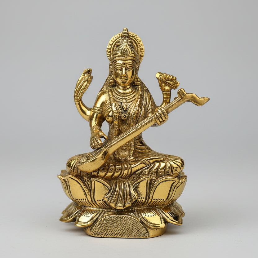 Saraswati Mata Brass Murti