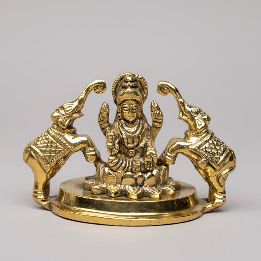 Gajalakshmi Elephant Brass Idol