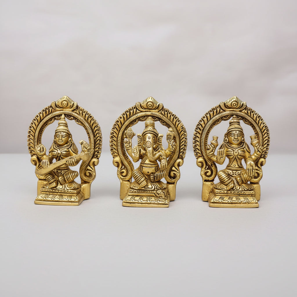 Ganesh Laxmi Saraswati Brass Murti