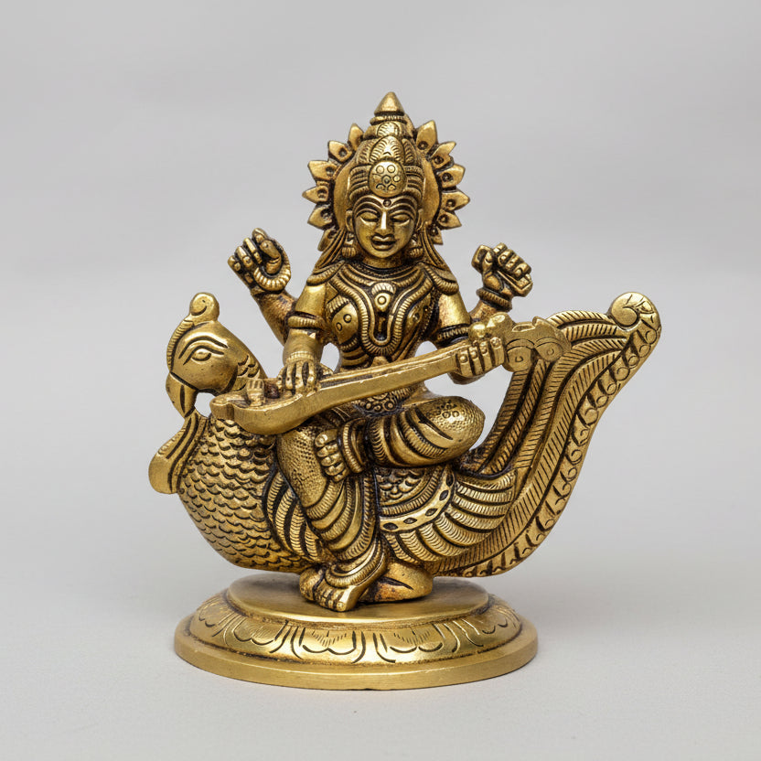 Saraswati Devi Brass Idol
