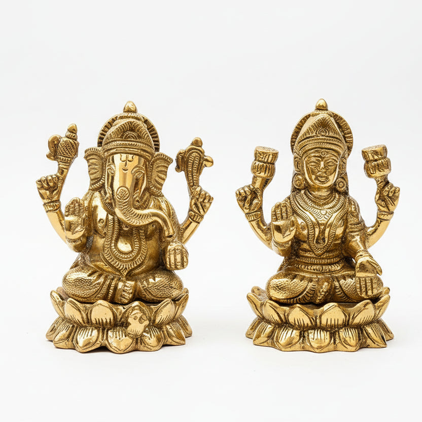 Lakshmi Ganesh on Lotus Brass Idol