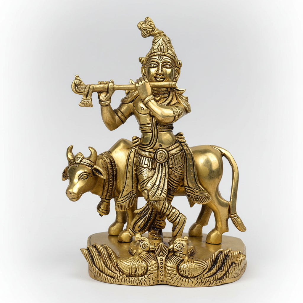 Gopal Krishna With Cow Superfine Brass Idol
