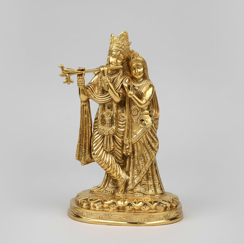 Bansuri Krishna Radha Brass Idol