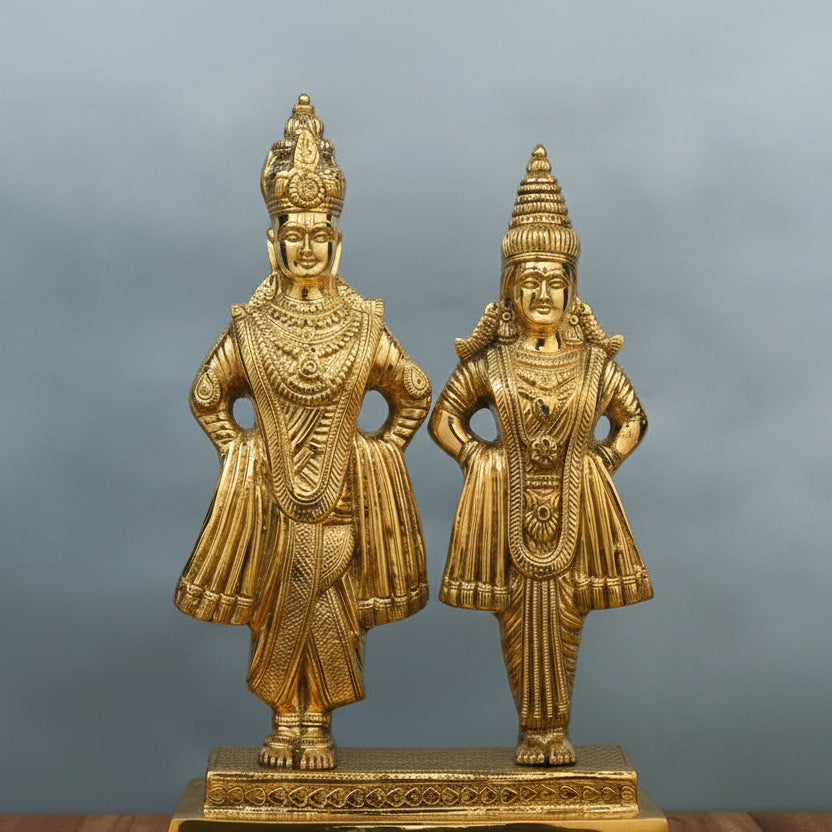 Vitthal Rukmini Brass Statue