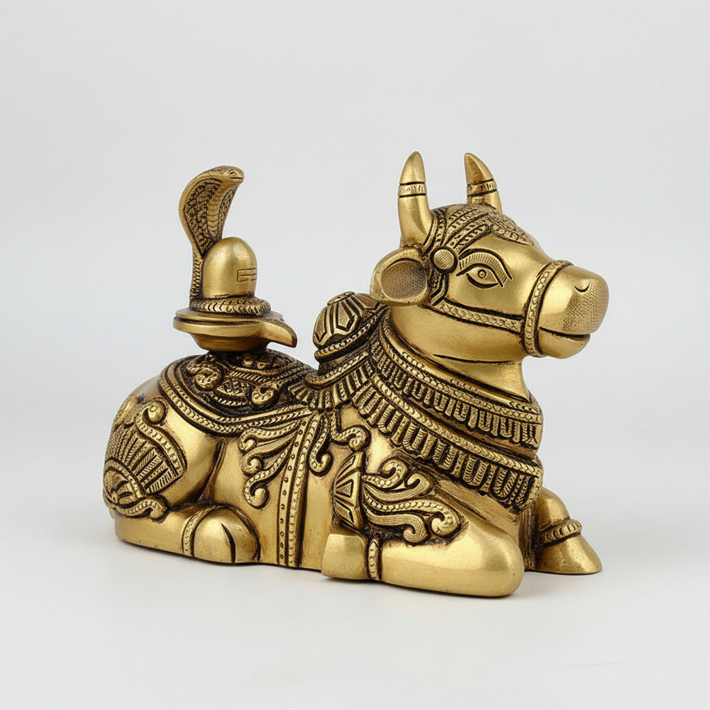 Nandi with Shivling Brass Idol