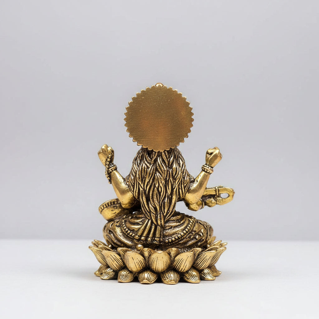 Saraswati on Lotus Ashtadhatu Idol