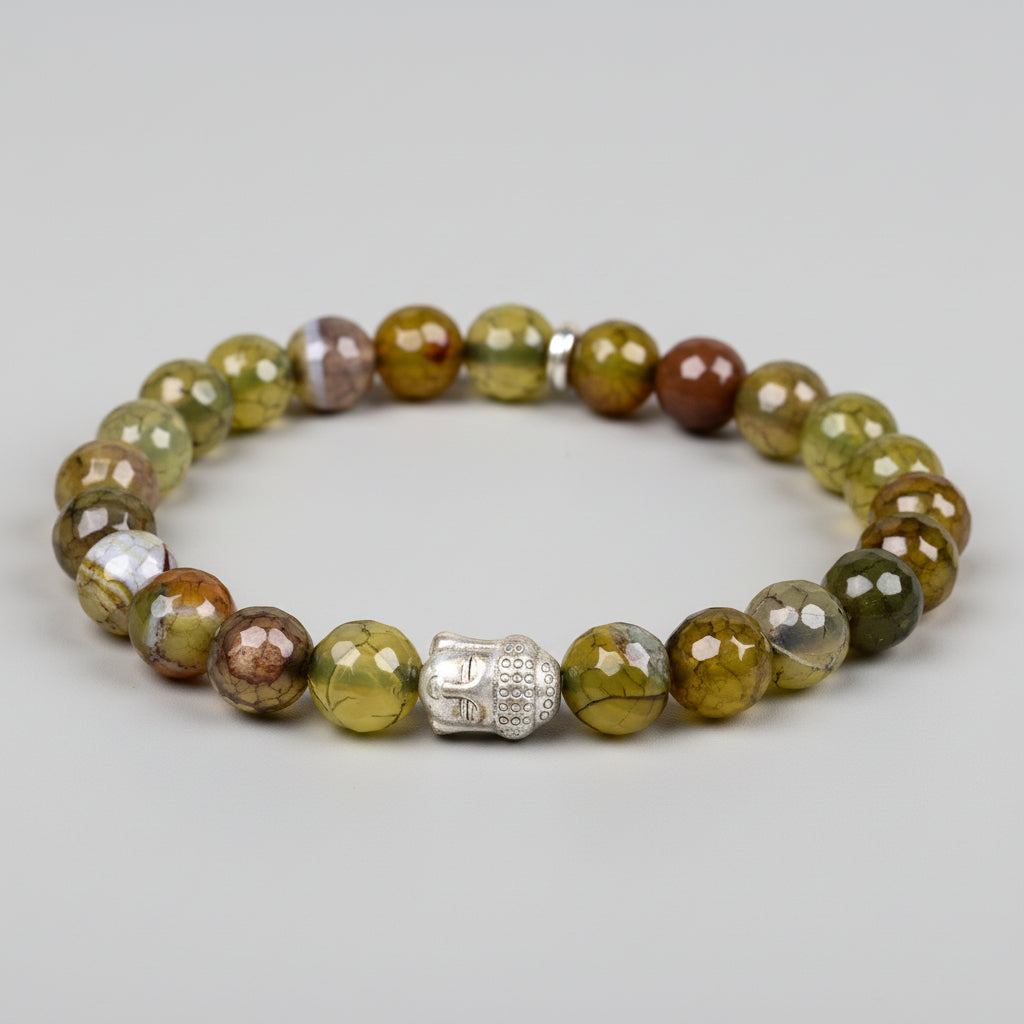 Yellow Jasper Faceted Beads Buddha Charm Bracelet