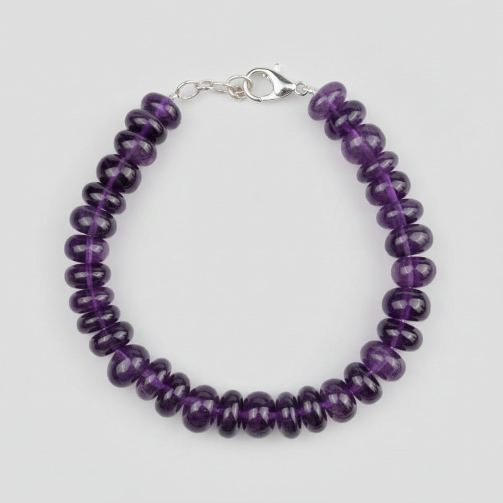 Amethyst Elliptical Beads Bracelet-10 mm