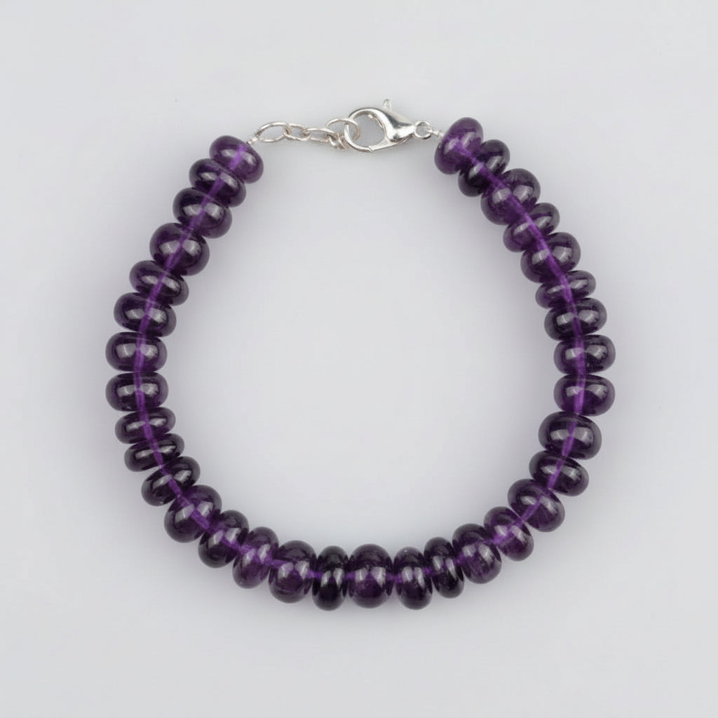 Amethyst Elliptical Beads Bracelet-8 mm