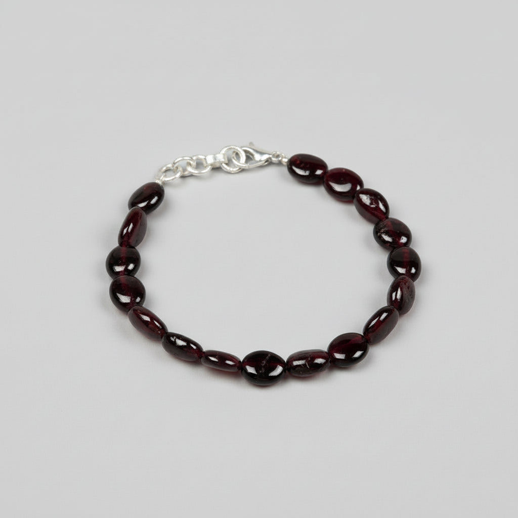 Garnet Flat Oval Beads Bracelet