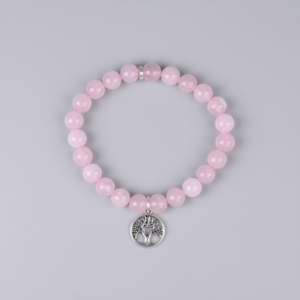 Rose Quartz Tree of Life Bracelet-8 mm