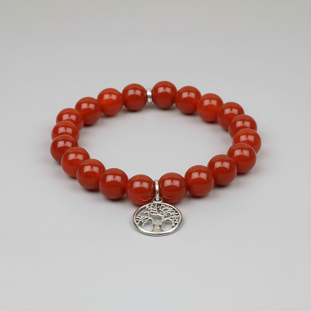 Red Carnelian Tree of Life Bracelet-8 mm
