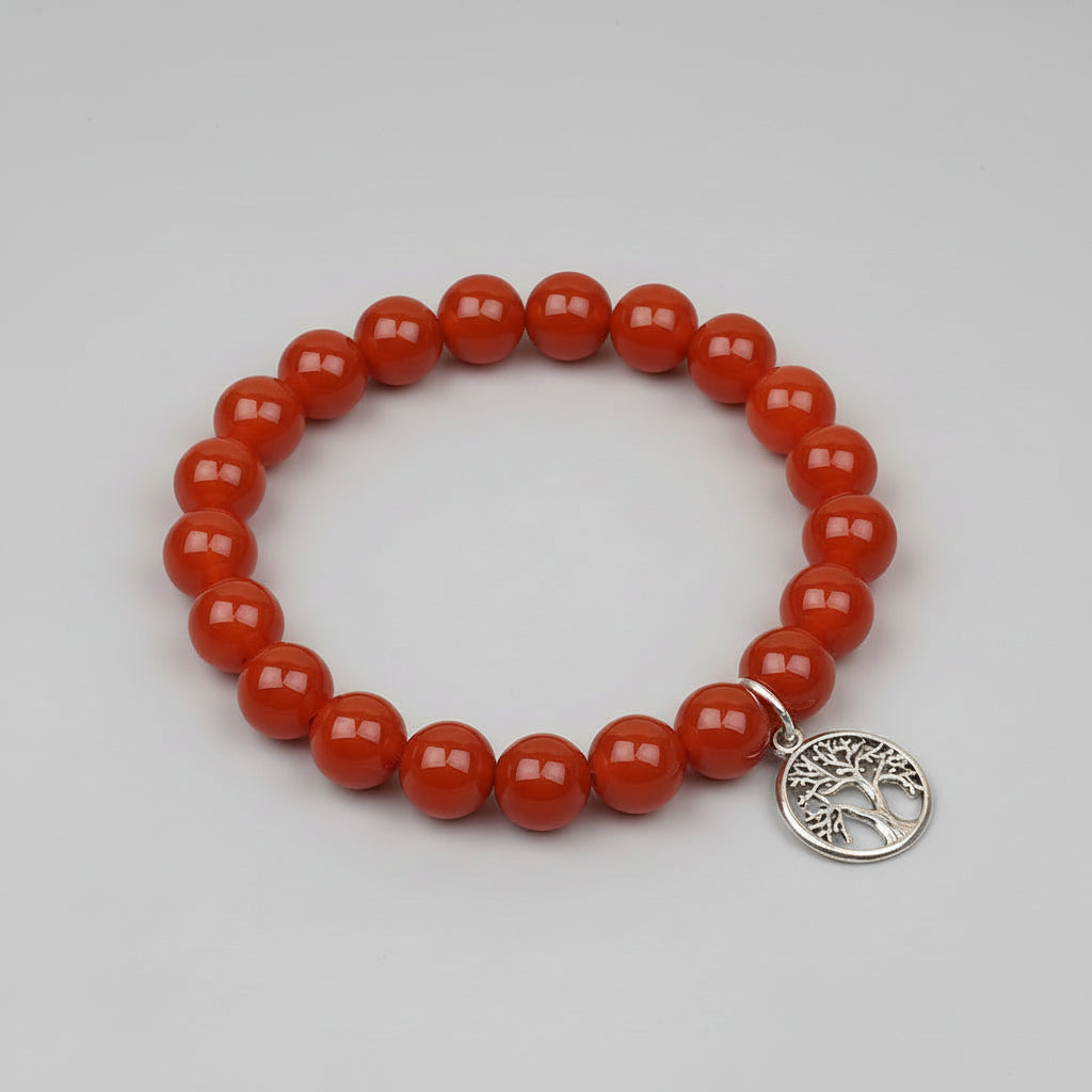 Red Carnelian Tree of Life Bracelet-8 mm