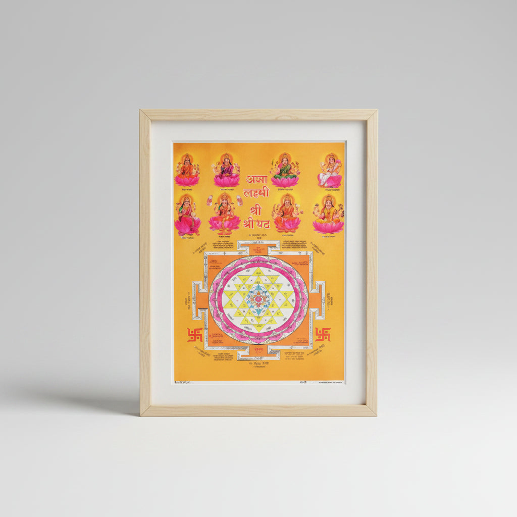 Ashtalakshmi Shree Yantram Photo Medium-With Frame I
