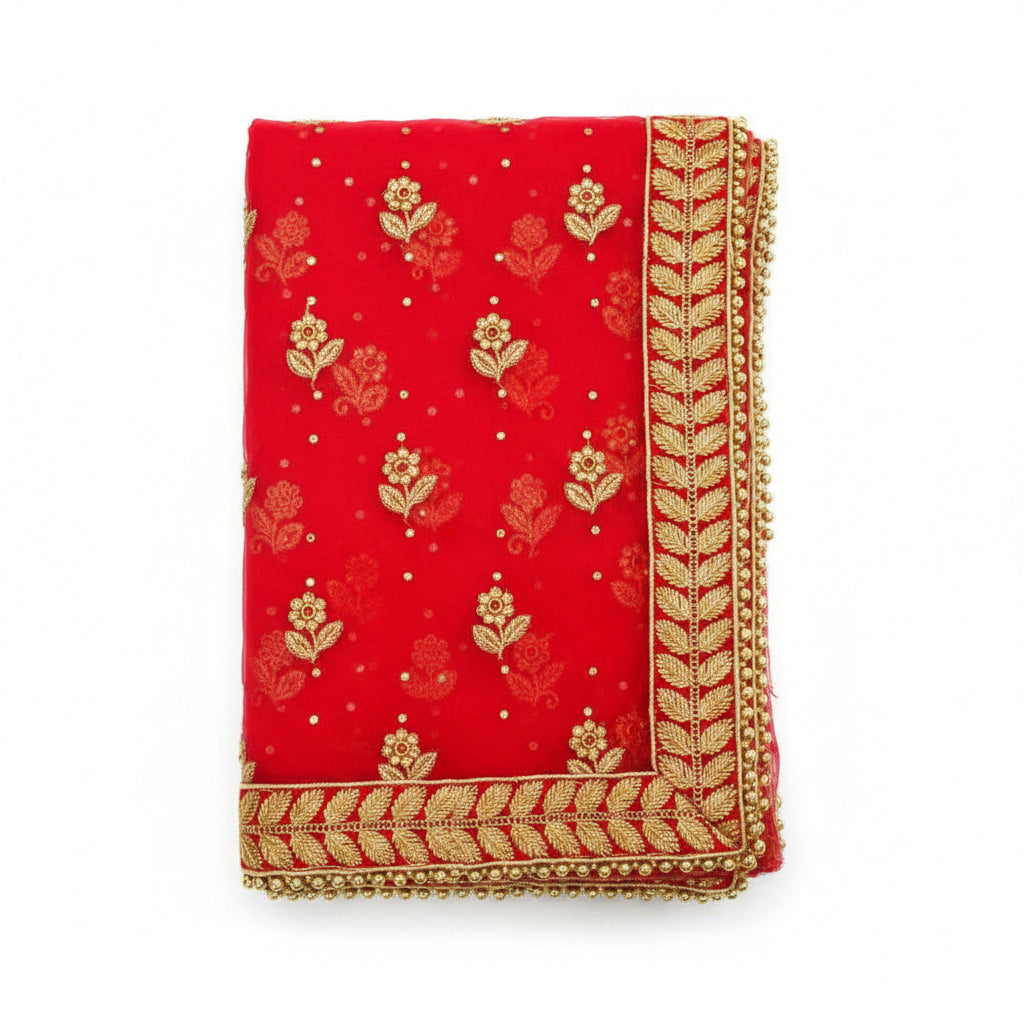 Designer Netted Chunri II-Light Green